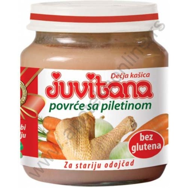 JUVITANA KAŠICA POVRĆE SA PILETINOM 128g - Online Apoteka JUVITANA KAŠICA POVRĆE SA PILETINOM 128g